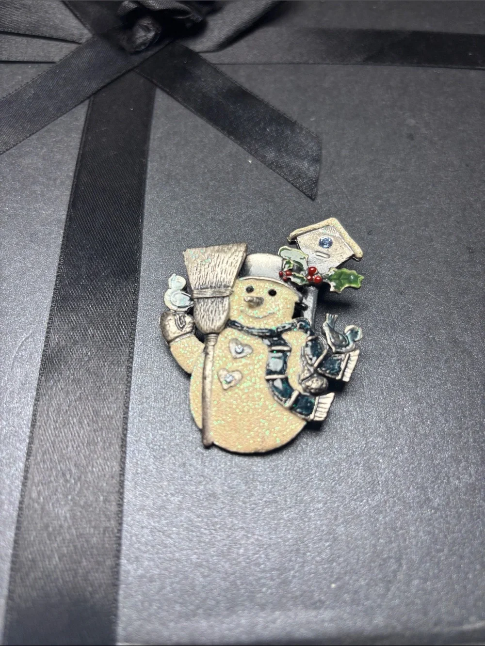Vintage Kenneth Cole Sparkling Snowman Holiday Brooch